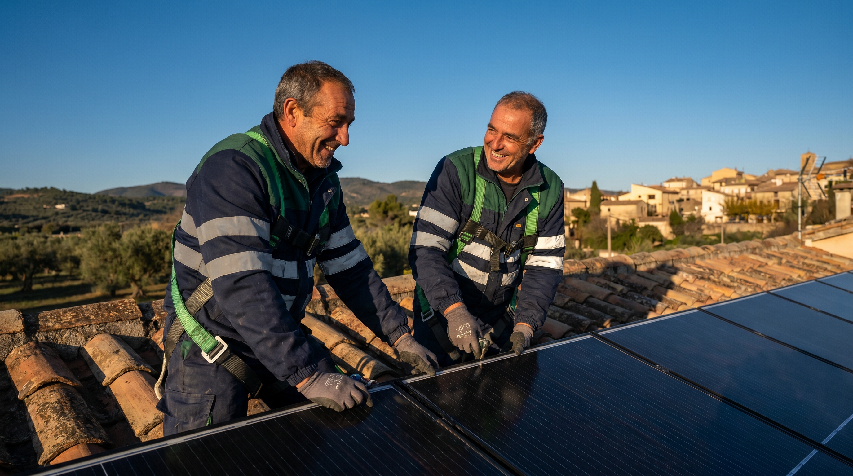 Installateurs Solareno Énergie sur un toit en Provence